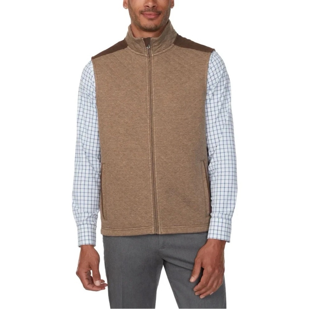 Bonobos Men’s Fleece Vest XXL Brown Full Zip Cotton Blend NWT